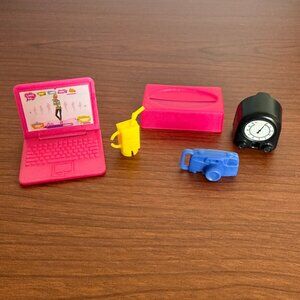 5 Vintage Barbie Accessories Laptop Tissue Box Camera Clock Juice Pack